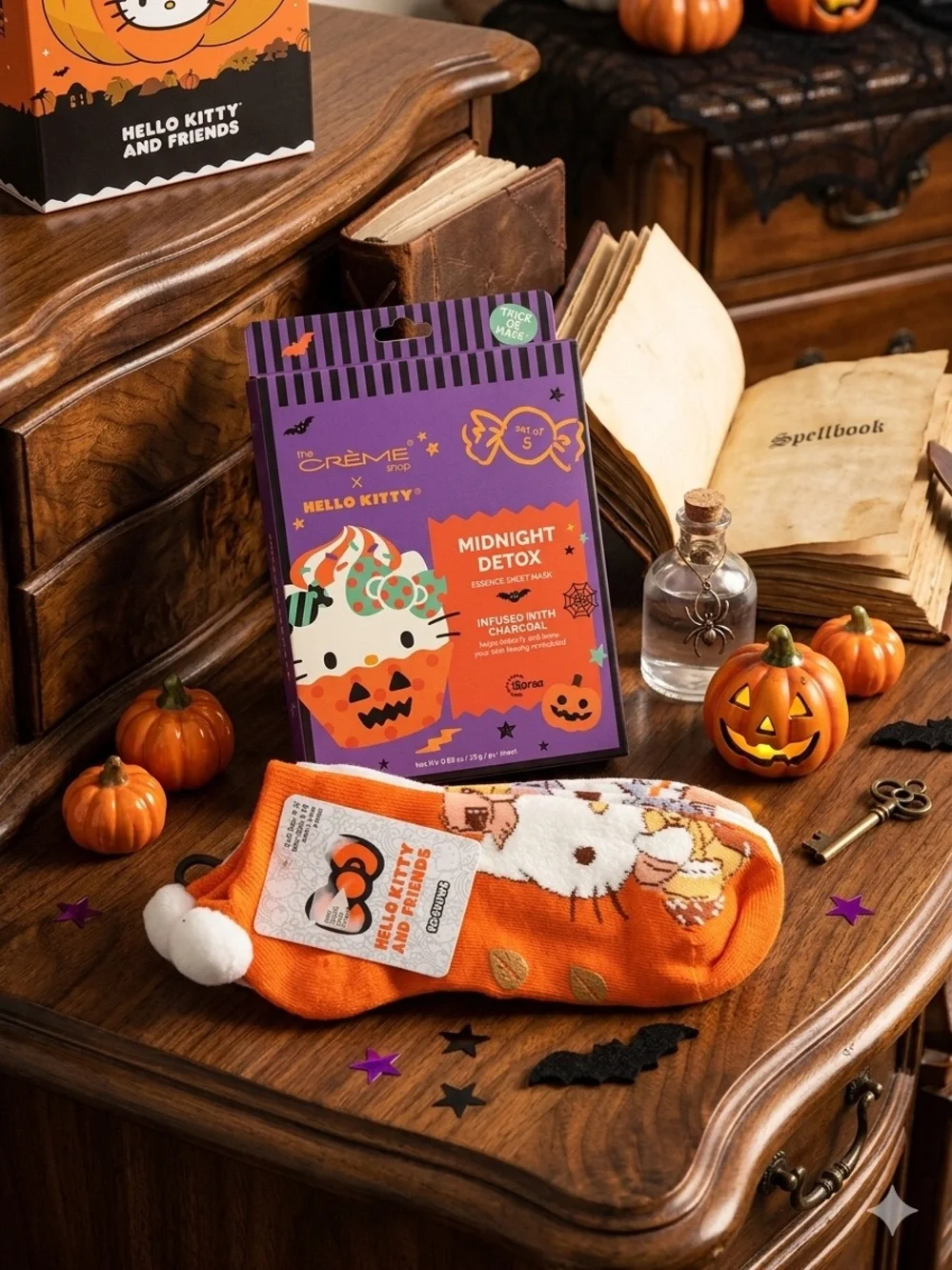 Hello Kitty Orange &White Low-Cut Socks &Crème shop x Hello Kitty sheet masks